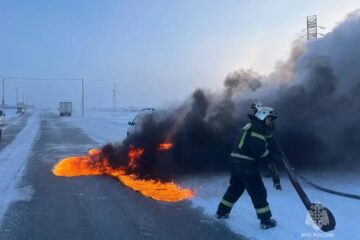 На 22-м километре дороги Норильск – Алыкель сгорел автомобиль